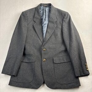 Ardsley Mens Gray‎ Wool Blend Blazer Sport Coat Gold Crest Buttons 40S Charcoal